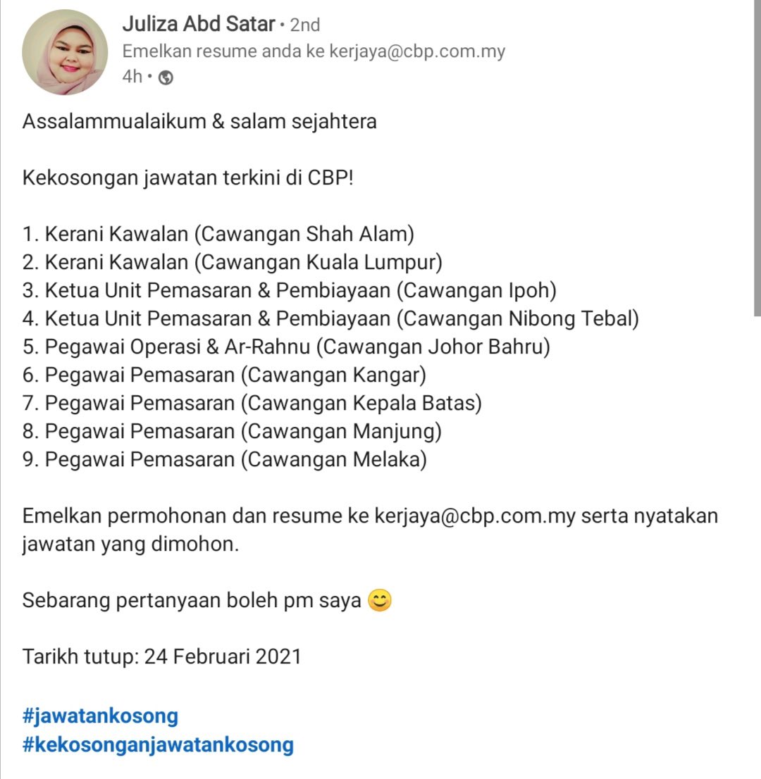 Twitter ä¸ç Work Co Resumemurah Jawatan Kosong Di Cbp Untuk Lebih Banyak Jawatan Kosong Follow Telegram Channel Https T Co Bybiezyy1r Https T Co 1pnlkpouwn Twitter