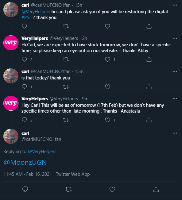 JamesOnPS5's tweet photo. - VERY UPDATE -

Best signs from Very yet about the PS5  😄

#ps5 #ps5restockuk #ps5uk #ps5stock #ukps5 #very #ps5very #veryps5 #ps5drop #PlayStation5 #ps5updates #ps5info #ps5feb #PlayStation5restock https://t.co/ivAY4rimrg