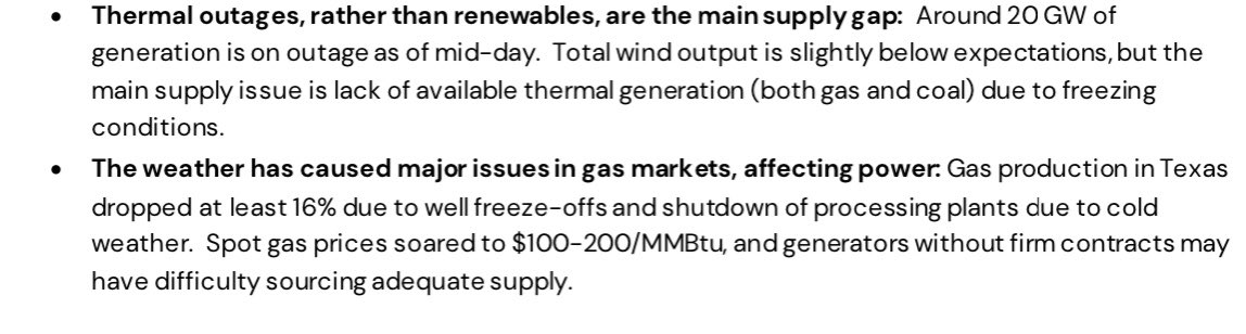 9) Texas overall had a thermal energy failure. Wind can’t be the main blame. Gas production and frozen pipes of oil and gas main issue.  https://go.icf.com/rs/072-WJX-782/images/ICF%20-%20Winter%20Storms%20Wreak%20Havoc%20on%20ERCOT%20Grid.pdf