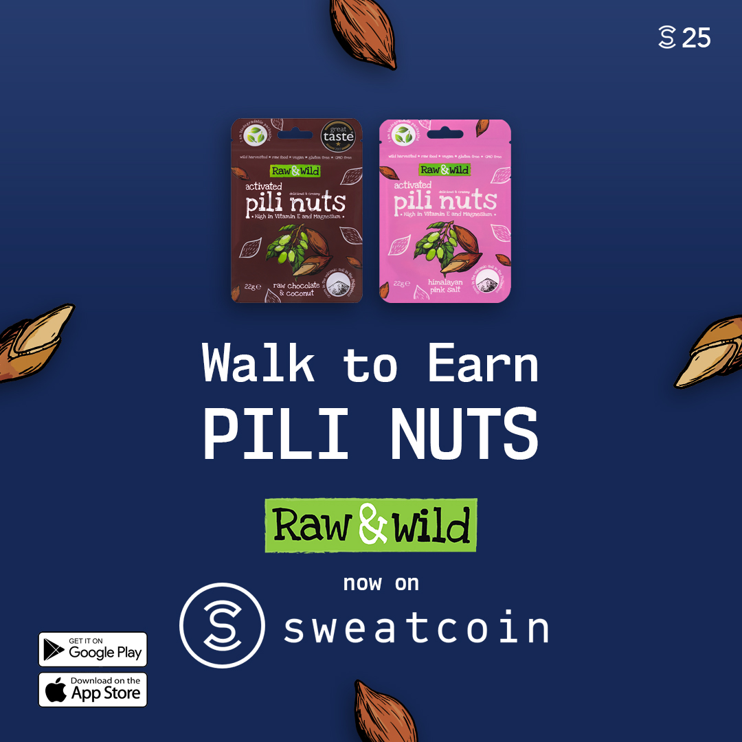 We are now on Sweatcoin!

Sweatcoin is a new breed of step counter and activity tracker app that pays you digital currency - sweat coin – for your steps to spend on gadgets, sports kit, fitness training, healthy nutrition and even Raw &amp; Wild Pili Nuts.🚶

sweatco.in