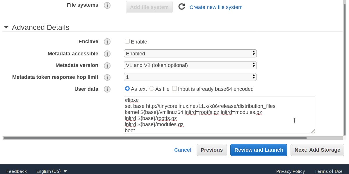ipxe's tweet photo. Experimental #iPXE boot images now published in @awscloud - try booting an EC2 instance directly from HTTP, HTTPS, or iSCSI https://t.co/JiuTgyD3So