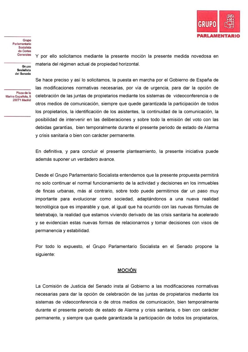 JuntasDigitales's tweet photo. ¡¡Noticia importante para los administradores de Fincas!!, ayer el grupo parlamentario socialista presentó a la mesa del senado la tramitación de una moción para instar al Gobierno a hacer las modificaciones necesarias en la ley para que puedan celebrarse juntas digitales.... https://t.co/KiMG8JHdsQ