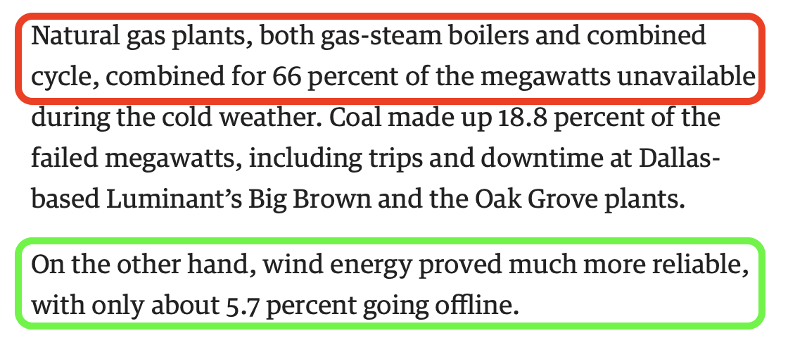 Great piece linked in this thread breaking down the 2014 Texas blackouts in which the cold played havoc with thermal generators. This stat stands out. https://twitter.com/esandeen/status/1361462274519691264My bet: in weeks / months we'll find out just how wrong the initial info was....