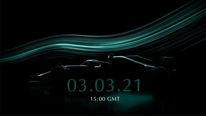 Silhouette of a car accompanied by text reading: 03.03.21 15:00 GMT