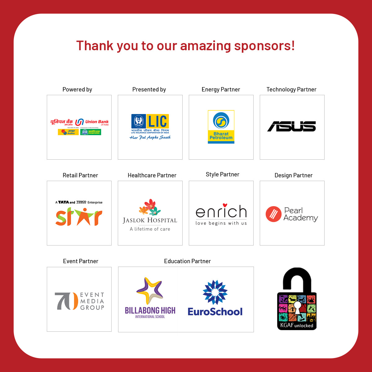 We'd like to express our gratitude to our amazing sponsors for all their support!! 

#KGAF2021 #KalaGhodaArtsFestival #KGAFUnlocked