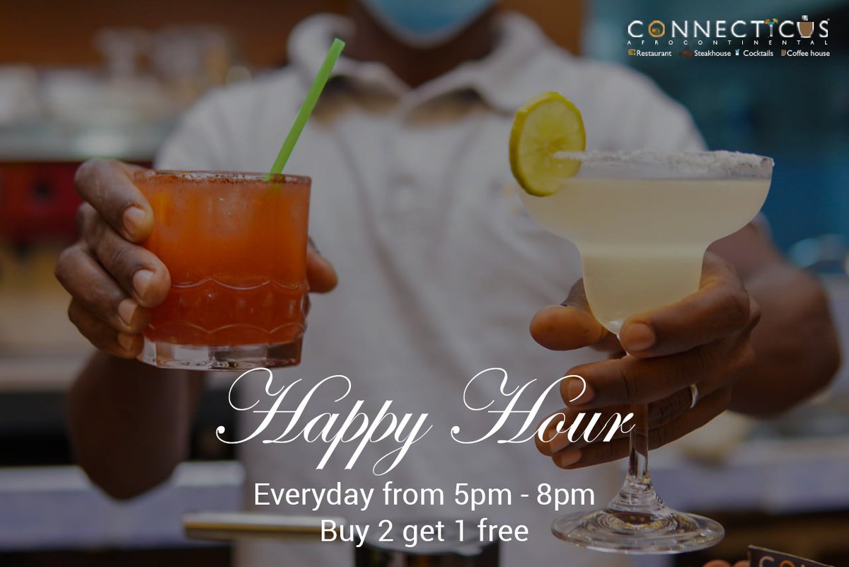 Happy Hour Everyday!!!

Come and  experience our skilfully crafted Afrocontinental and Carribean cocktails, everyday from 5pm -8:30pm