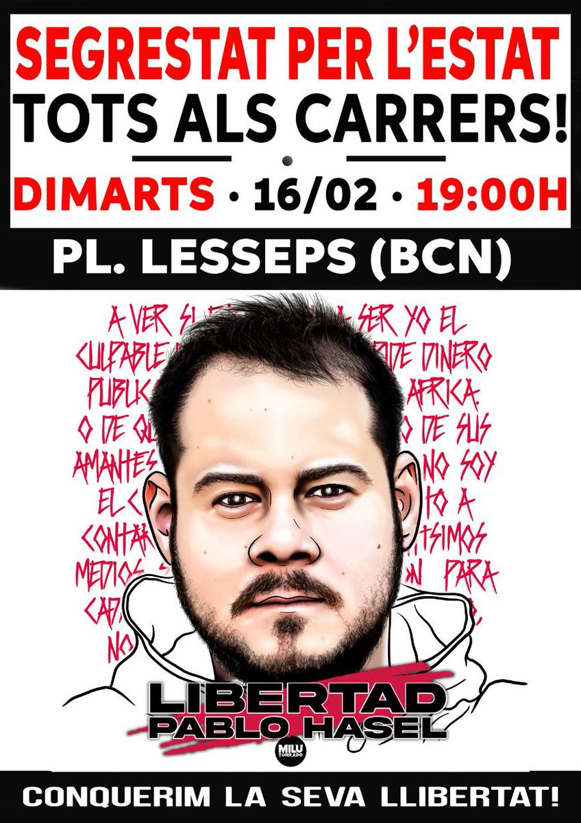 SPeriferica's tweet photo. Convocatòria #NouBarris amb @PabloHasel!

18.00 h Acció a Virrei Amat
18.15 h Columnes a la manifestació
(en metro i caminant)

#LibertadPabloHasel
#LlibertatPabloHasel https://t.co/OJRTFYgnhC