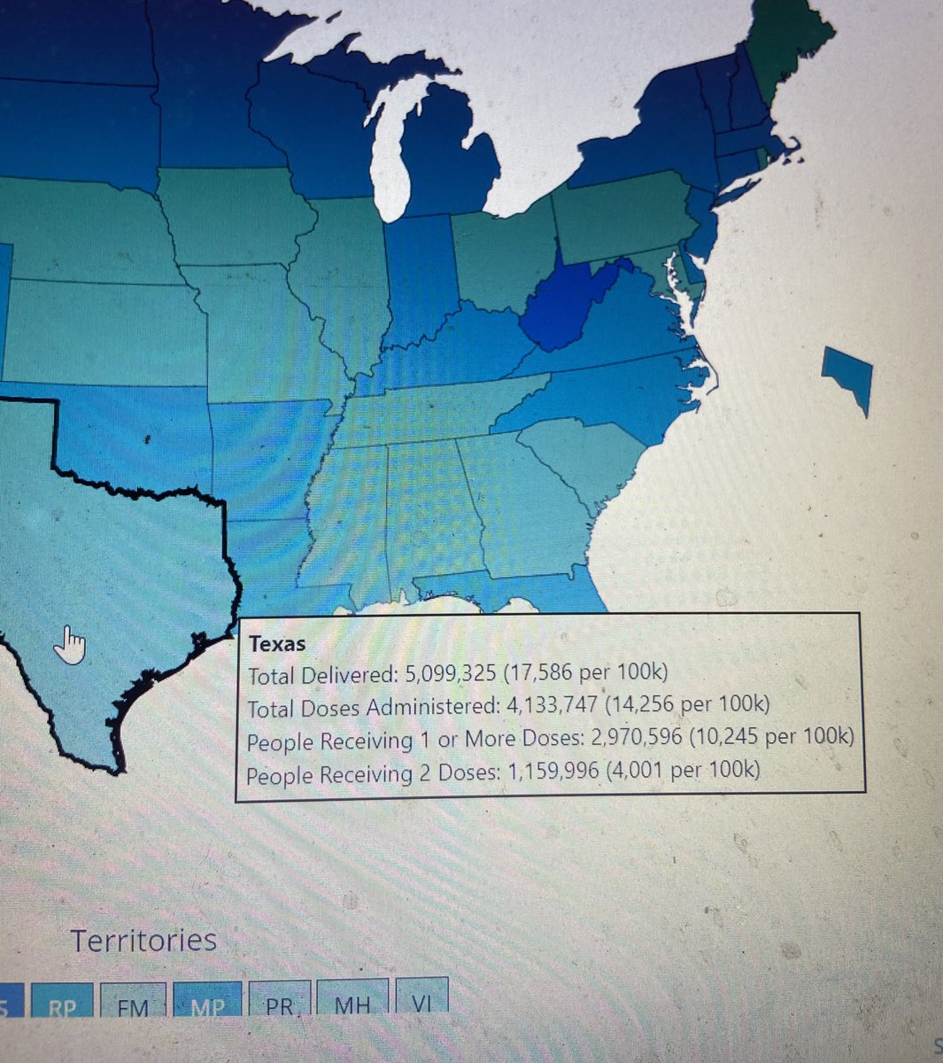 3/4Vaccination rates are harder to rank because the CDC site doesn’t have a chart. So I had to fill the data in manually. FL is about 16th in vaccination rates & is ahead of NY, CA and TX. Of the 10 biggest states, only MI is ahead
