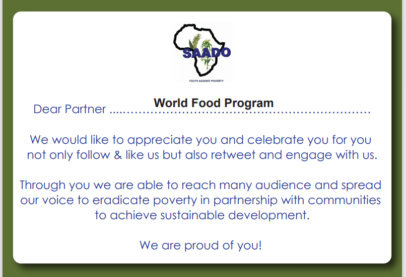 SAADO_SSD's tweet photo. Dear Partner, just to let you know that we appreciate you @WFP_SouthSudan #SSOT https://t.co/nkVHYxguj8