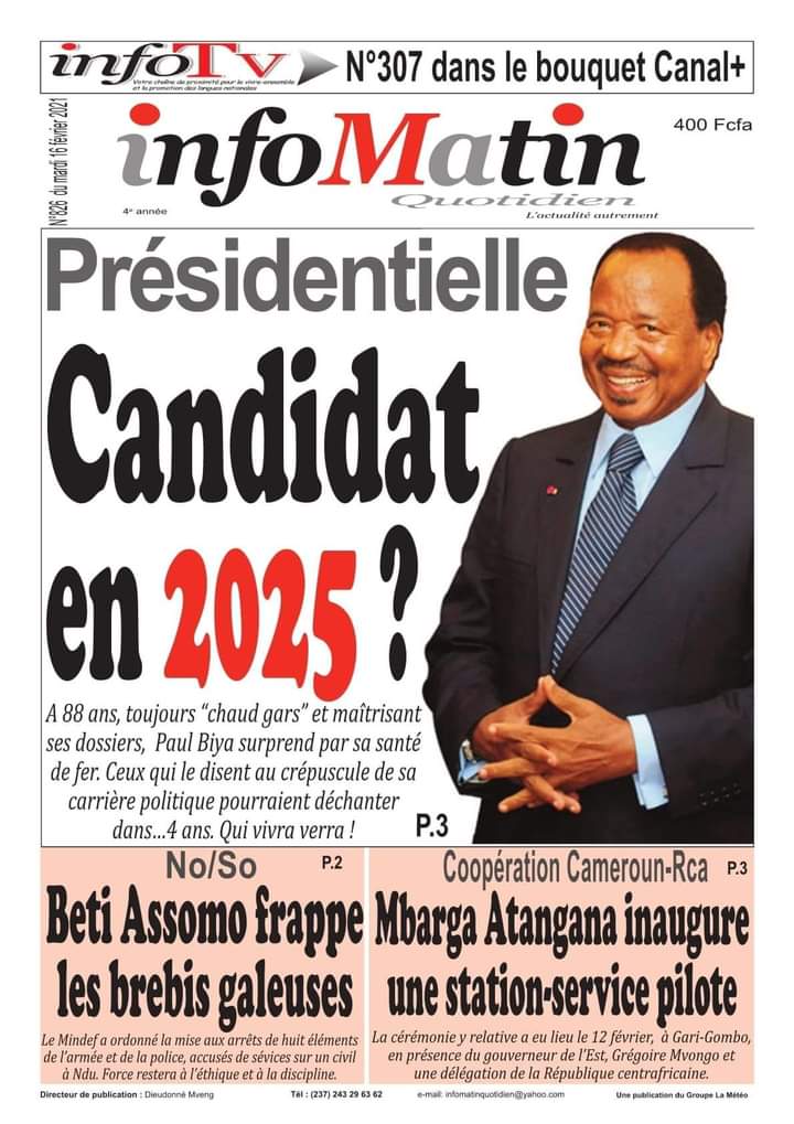 Je n'étais pas né quand il est arrivé au pouvoir en 1982. Quand je suis entré à <a href="/jeune_afrique/">Jeune Afrique</a> en 2011, on parlait déjà de son dernier mandat. Dix ans plus tard, les journaux évoquent sa possible candidature en 2025. Il aura 92 ans. Le #Cameroun et Paul Biya, décidément à part !