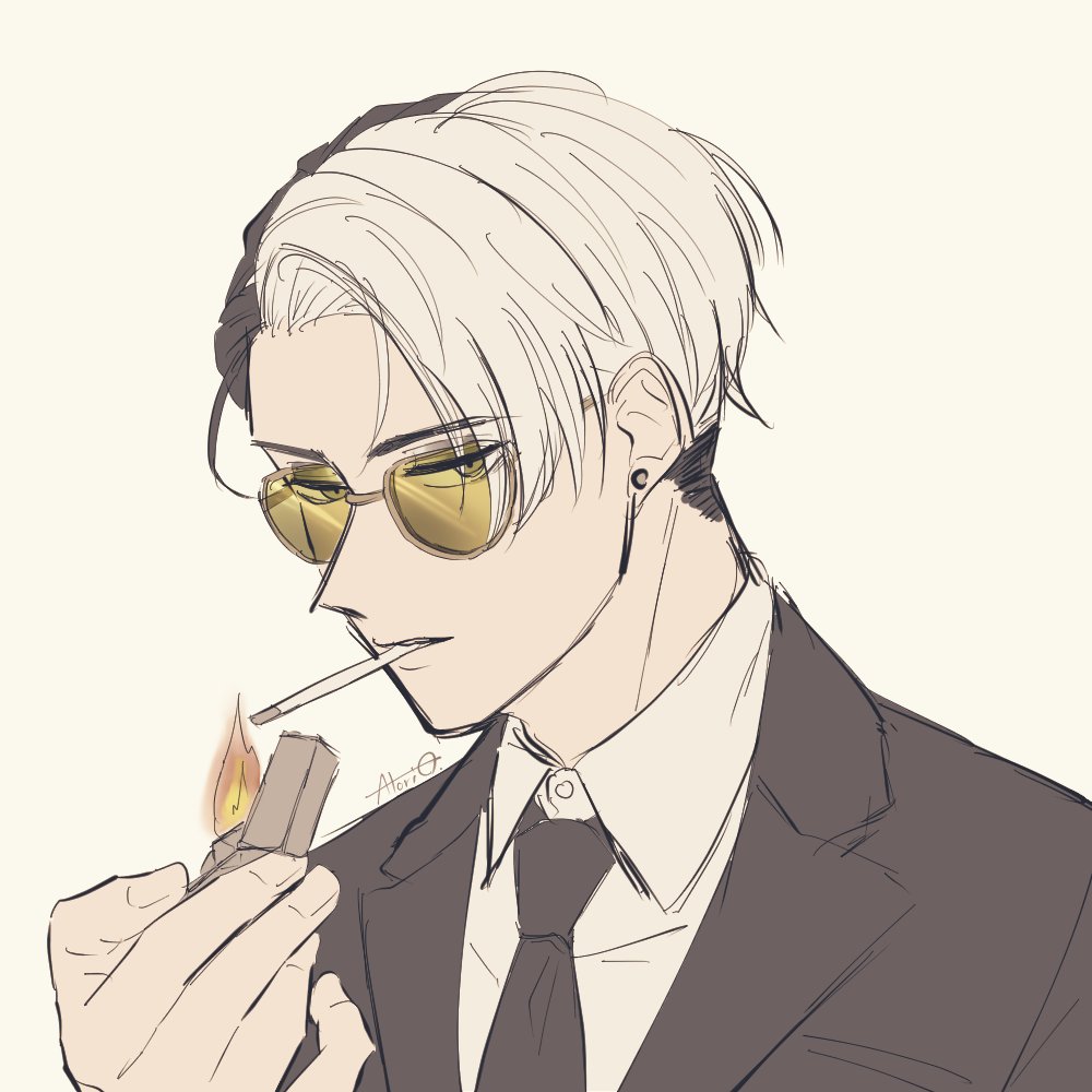ツイステ 黒スーツに色付きサングラスを合わせるタイプのクルーウェル 𝙊𝙎𝘾𝘼 原稿中のイラスト
