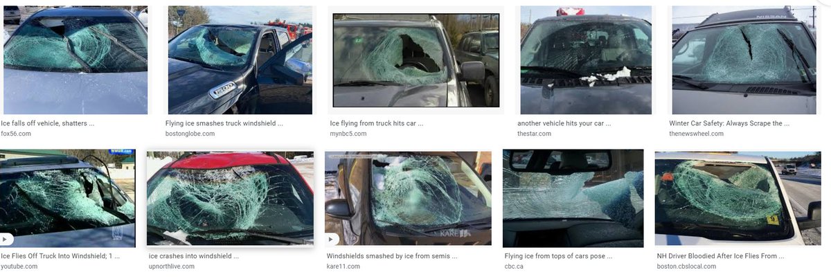 Clean the ice off top of your car. Probably really hard to do but you gotta. While driving the top of your ride heats. The car is designed for wind to ride up your hood, windshield, and get beneath the ice missile where it is launched at the car behind you. Super dangerous ↙️↘️.