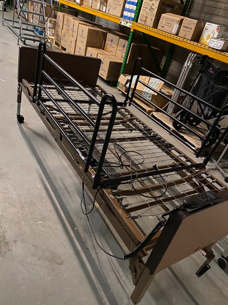 DOCDevelopment's tweet image. Semi-Electric Hospital Bed with Rails! height adjustable.