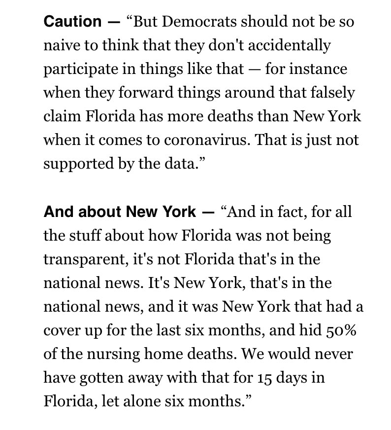 MarcACaputo's tweet image. Outgoing FL emergency director @JaredEMoskowitz — a Biden-backing lone Democrat in a top FL gov post — warns Dems not to believe conspiracy theories about FL Covid deaths because it’s not true politi.co/3jTh9Ka