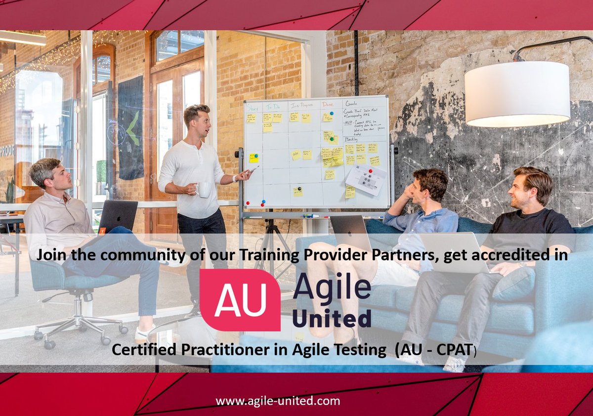 If you would like to become one of the training provider partners of our community, don't lose time and visit this page: agile-united.com/recognition
Here you will find all the info you need to figure out how the accreditation process works.