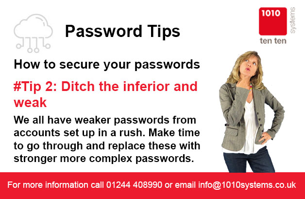 tentensystems's tweet image. We all use passwords. But how to you create a strong one? Tip 2: Separate numbers &amp;amp; symbols. For more top tips go to 1010systems.co.uk/password-secur… #strongpasswordtips #becybersmart