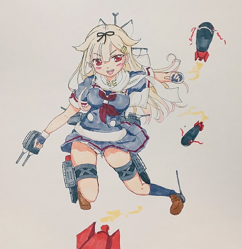 夕立(艦これ) ,夕立改二 「完成っぽいo(*≧∀≦)ノ 」|めぐみ@絵を描く提督さんのイラスト