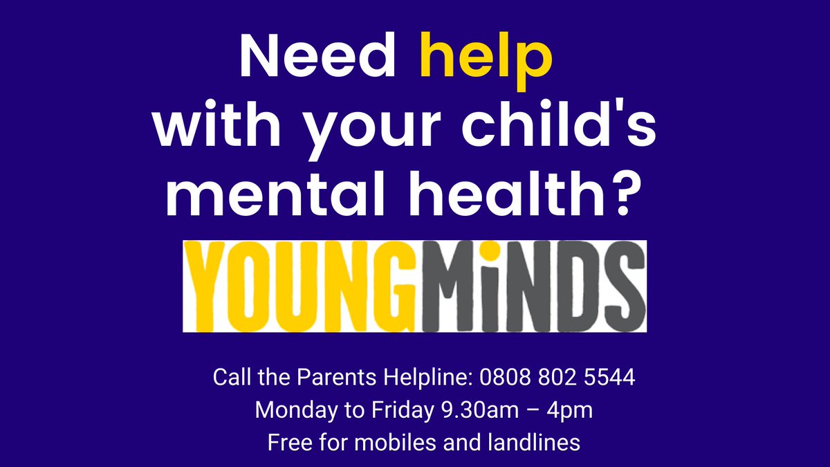 SPrescribing's tweet photo. With half term this week for some, coupled with lockdown, it can be a challenging time.
If you need help & support managing your child’s mental health then YoungMinds Parents’ helpline is on hand.
Mon to Fri 9.30 - 4pm via 0808 802 5544.
https://t.co/PFk9Z36QBv
#HalfTermHelp https://t.co/VmoMy7vpg6