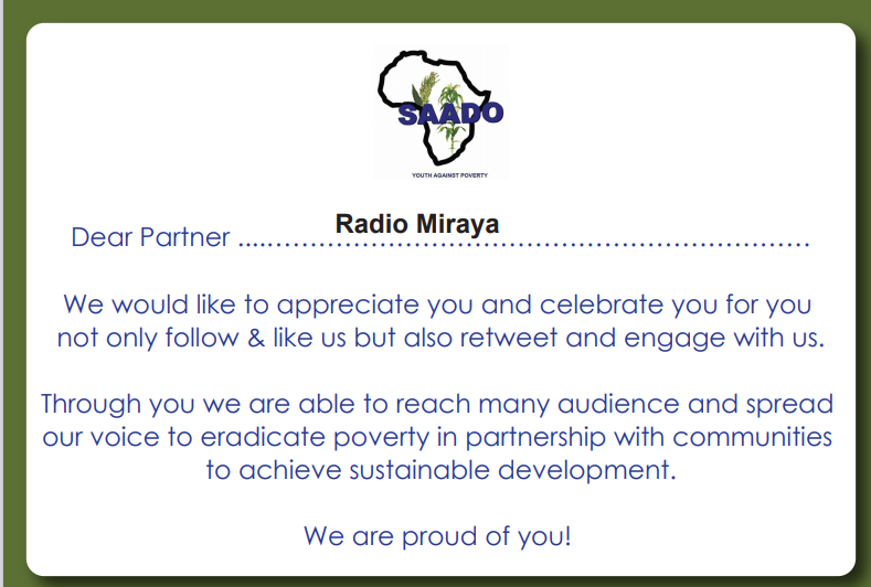 SAADO_SSD's tweet photo. Dear Partner, just to let you know that we appreciate you @RadioMiraya  #SSOT https://t.co/tOb71ZcAD6