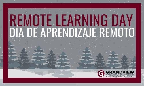 THEGSD200's tweet photo. Due to winter weather the Grandview School District is transitioning to remote learning for all students for Tuesday, Feb. 16. That means any student who would have been in building today will, instead, take their classes virtually (from home) today. https://t.co/i84JJAw2AX
