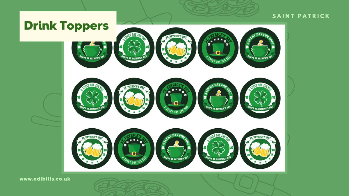 It's highly unlikely that #StPatricksDay will be celebrated in pubs this year unfortunately.  You can still celebrate in style at home though with our wide range of edible toppers suitable for food and drink.

Order from our website using the link below.

ow.ly/7kO150DBtRe