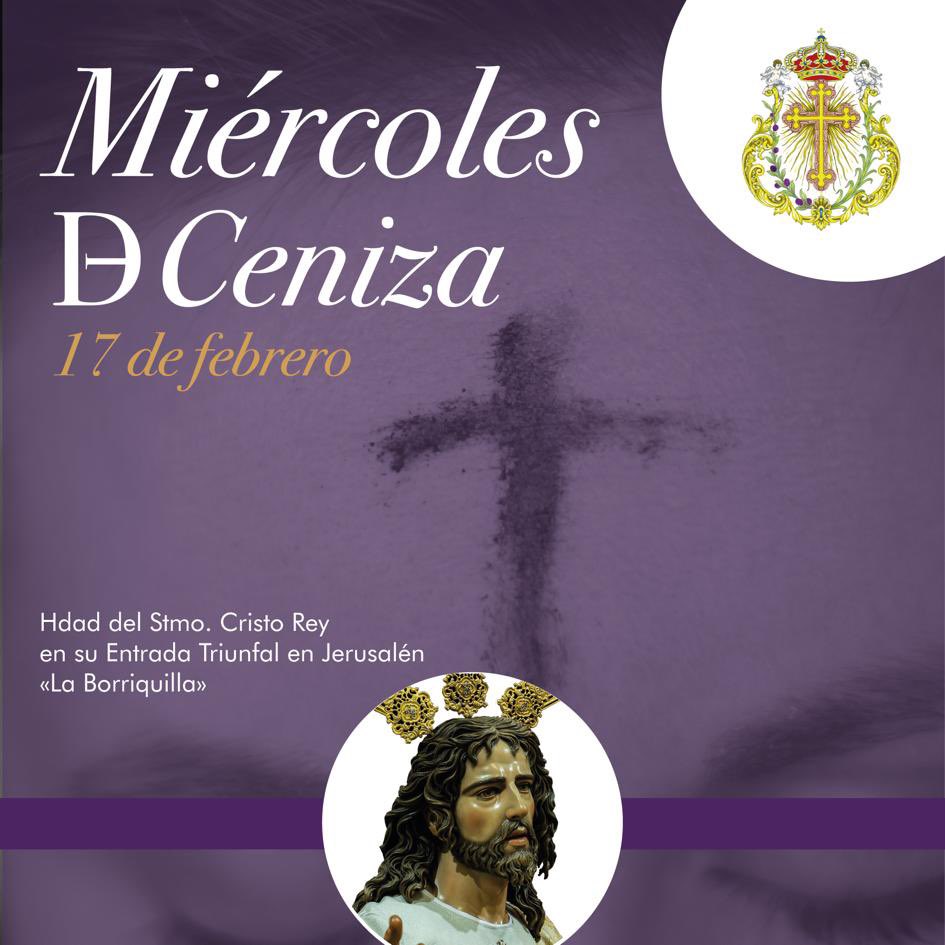 El próximo miércoles de 17 a las 18:30 h, tendrá lugar en la parroquia de San Miguel Arcángel la imposición de la ceniza. 
Animamos a todos nuestros hermanos y devotos a participar en este acto, que abre el tiempo de Cuaresma. 
#BorriquillaGuadix
#CristoReyGuadix