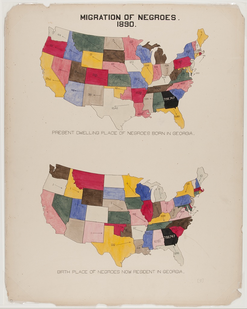 This map: "Migration of Negroes" shows the movement of people in the United States  #DuBoisChallenge