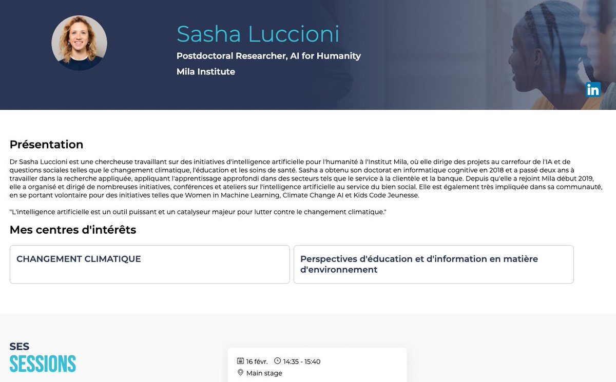 #AIforthePlanet Captivating testimony from Sasha Luccioni on acculturation to the challenges and consequences of climate change. Find more about the <a href="/aMilaproject/">a Mila project</a> here mila.quebec