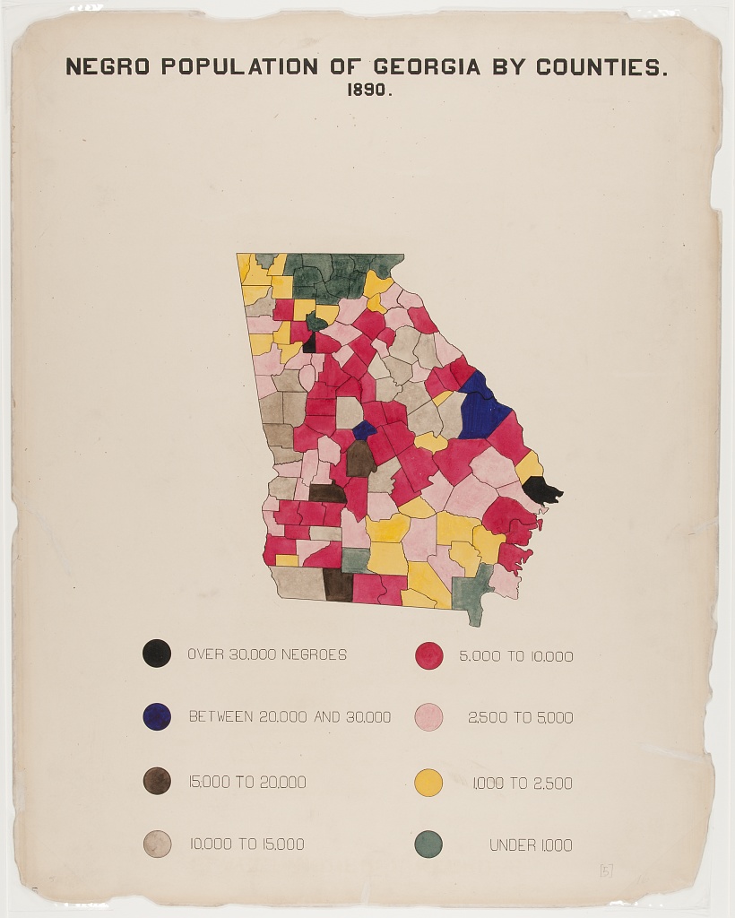 The final visual for the  #DuboisChallenge is a choropleth map of showing the population of freed enslaved people in 1890