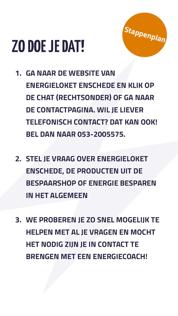 Wil je een vraag aan ons stellen? Bijvoorbeeld over het aanmaken van een account of over het kiezen van producten? Onze helpdesk staat voor je klaar!⚡ Je kunt telefonisch via 053-2005575 je vraag stellen of via een chatbericht op de website. 👇 #Enschede #verbruikminderdoemeer