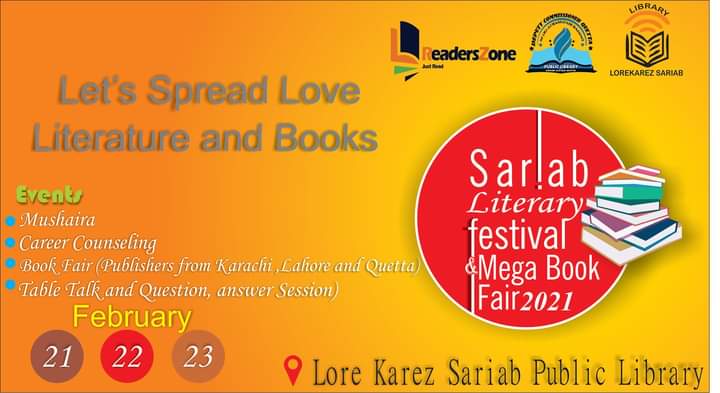 lkslibraryqta's tweet photo. @lkslibraryqta in a collaboration with Reader's Zone Saryab is pleased to announce the great upcoming event of Sariab.
#SariabLiteraryFestivalandMegaBookFair 

@NajeebUllah191 
@DcQuetta 
@Senator_Baloch 
@HumairaBaloch15 
@nimra_pirkani 
@ZahoorBuledi 
@Balochistan__ https://t.co/rxZJLzOVvs