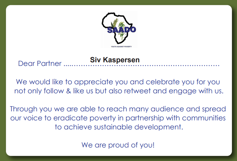 SAADO_SSD's tweet photo. Dear Ambassador Siv, just to let you know that we appreciate you @SivKaspe #SSOT https://t.co/w5N4fFsRGI