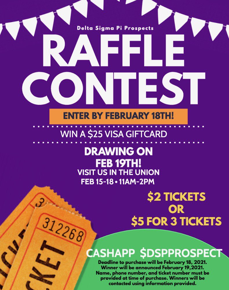 destineeshara's tweet image. Come out to our table today from 11-2 in the union and enter our Raffle contest! Winner receives a $25 visa gift card &amp;amp; will be announced this Friday! 💜💛