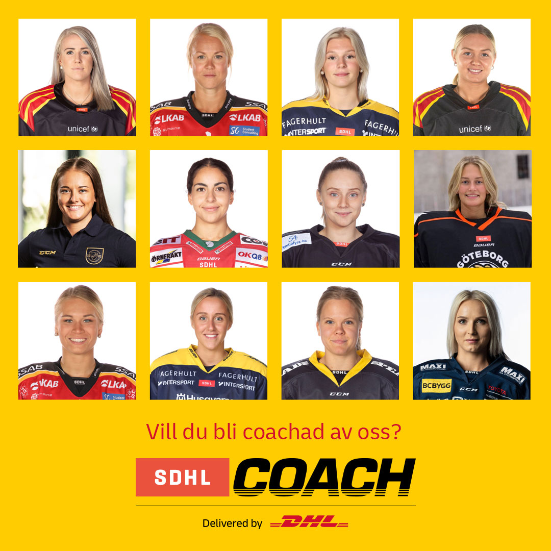 12 SDHL-spelare ställer upp som digitala coacher för hockeyspelande tjejer mellan att spela hockey och jobba/plugga på heltid. Ni är grymma!🌟

👉Läs mer på sdhlcoach.se eller om SDHLs huvudsponsor DHLs initiativ på SDHL.se #sdhl