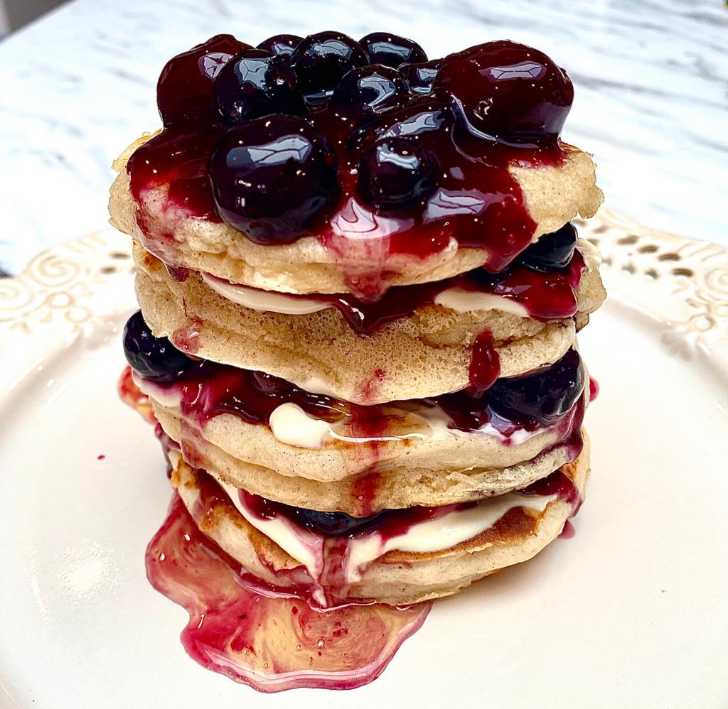 It’s flipping Pancake Day! 🥞 

We’re celebrating with a stack of fluffy pancakes, crème fraîche, and juicy Opies Black Cherries with Kirsch which have been mixed with blueberries and cornflour gently warmed through on the hob to thicken into a sauce. 😋