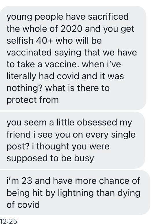 Some public health education going on in the DMs this afternoon: