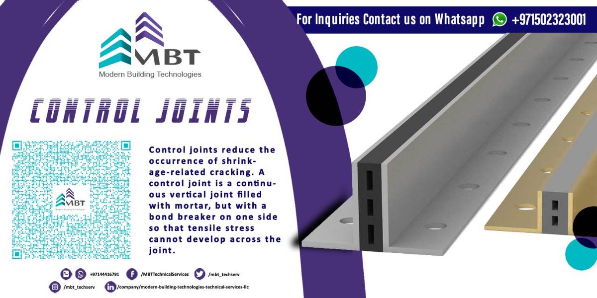 mbt_techserv's tweet image. wa.me/+9710502323001
For Inquires, Contact us on Whatsapp
Control Joints by Modern Building Technologies

#ControlJoints #CompressionSeal #ParkingExpansionJoints #BridgeExpansionJoints  #ControlExpansionJoints #mbtdubai #mbt_techserv #ModernBuildingTechnicalServices