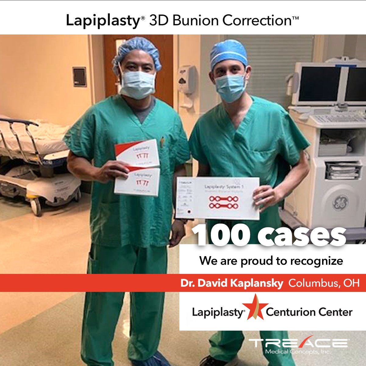 We are proud to recognize Dr. David Kaplansky (Columbis, OH) a member of the Lapiplasty® Centurion club! Dr. Kaplansky and his team have treated over 100 Lapiplasty® 3D Bunion Correction™ patients.

#lapiplastycenturioncenter #lapiplasty  #fixitrightthefirsttime #bunion