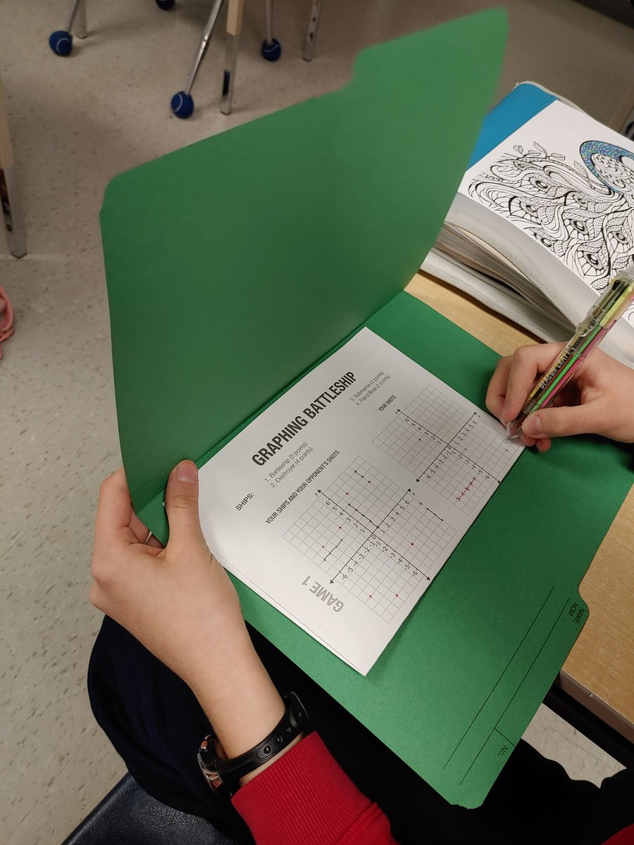 Exploring graphing on the Cartesian Plane by playing battleships on a #buscancellation day. <a href="/louisearbourfi/">Louise Arbour FI</a>