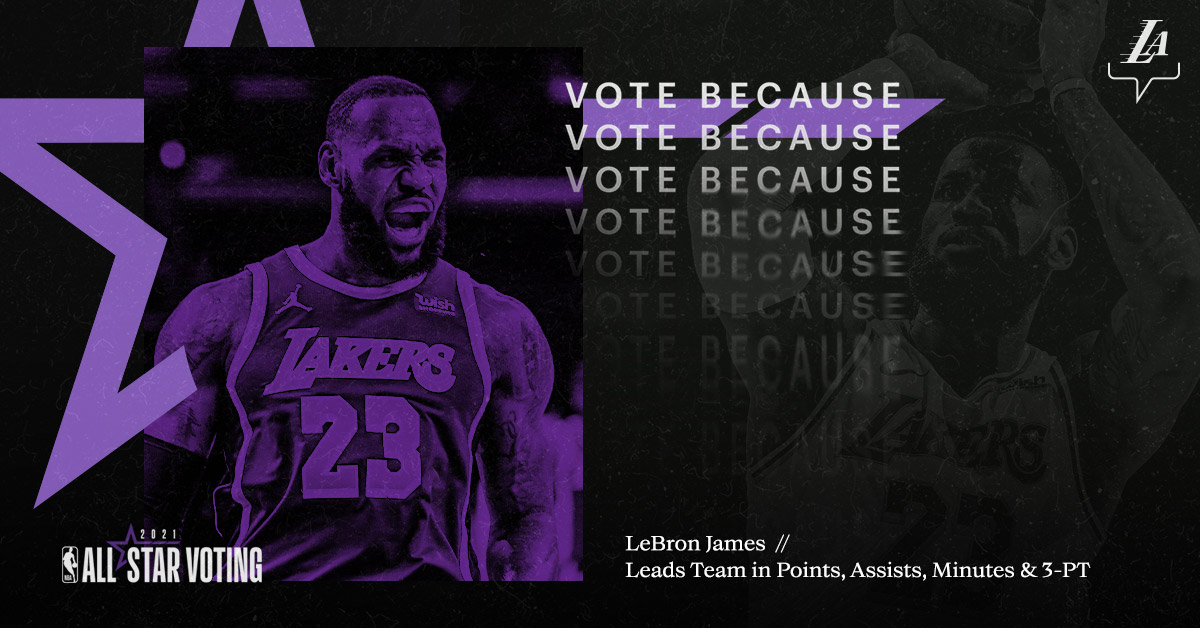 Los Angeles Lakers (@lakers) on Twitter photo It's simple... we need as many retweets as possible for <a href="/KingJames/">LeBron James</a> ๐๐
1 RT = 2 Votes
Today is the final day to vote! #NBAAllstar It's simple... we need as many retweets as possible for <a href="/KingJames/">LeBron James</a> ๐๐
1 RT = 2 Votes
Today is the final day to vote! #NBAAllstar
