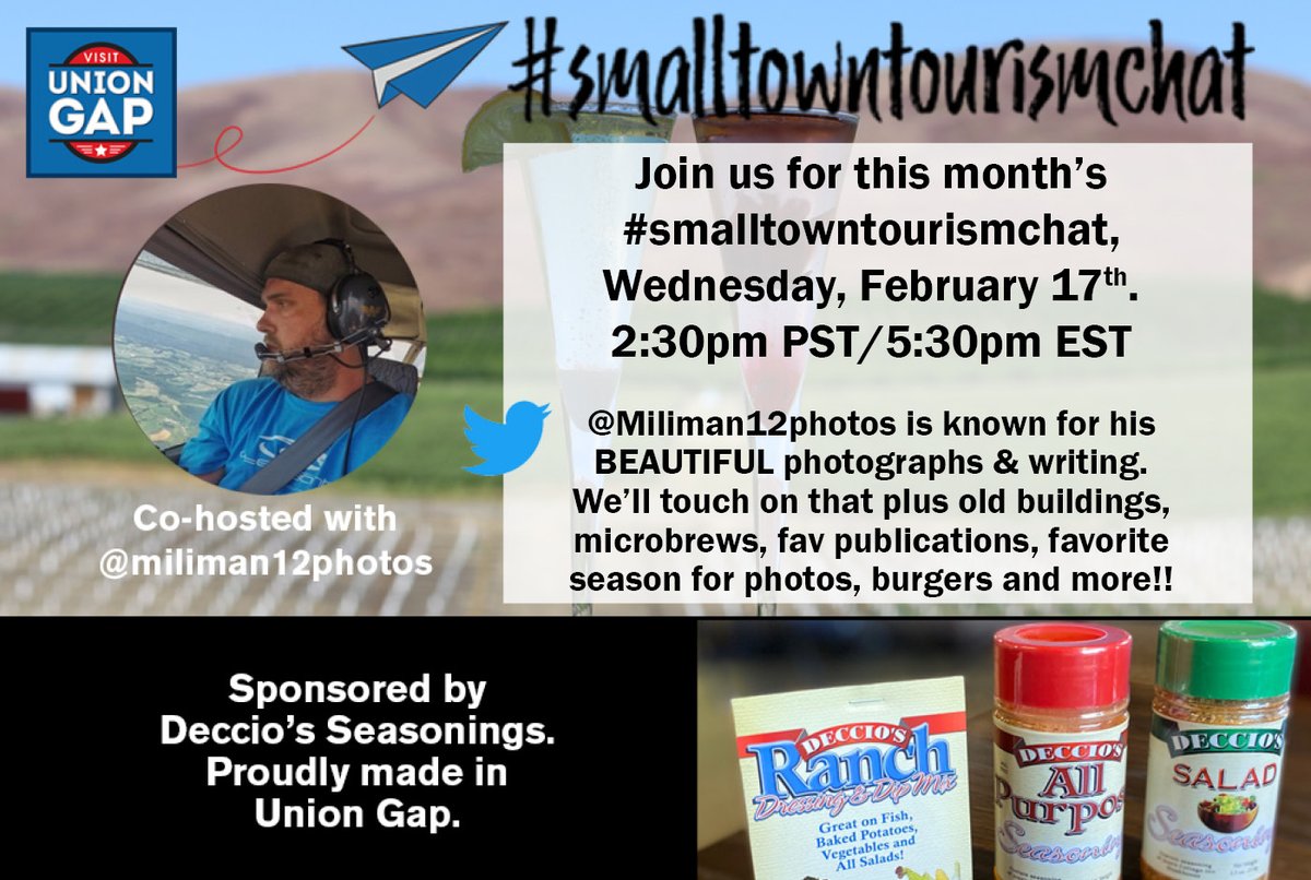 Xcited 4 #SmallTownTourismChat w/<a href="/miliman12photos/">Chris Militzer</a> always ❤️2c <a href="/iambadshakhan/">Badsha Khan</a> <a href="/RoadtripC/">Roadtrip Couple</a> <a href="/DonNadeau/">Don Nadeau</a> <a href="/CharlesMcCool/">Charles McCool ✈️</a> <a href="/Adventuringgal/">Cynthia | Adventuring Woman</a> <a href="/SteveKubota/">Steve Kubota 🇨🇦</a> <a href="/simontourcom/">SimonTour.com</a> <a href="/FunInFairfax/">FuninFairfax</a> <a href="/CookEatGo/">Cook Eat Go</a> <a href="/LisaRivera2207/">Lisa | Following the Rivera</a> <a href="/jmtdesignstudio/">jmt-prod</a> @JetsettersFlyin <a href="/LiveaMemory/">Live a Memory</a> <a href="/OfficialAlamo/">The Alamo</a> <a href="/HassaneTraveler/">Hassane Traveler 𓂆</a>