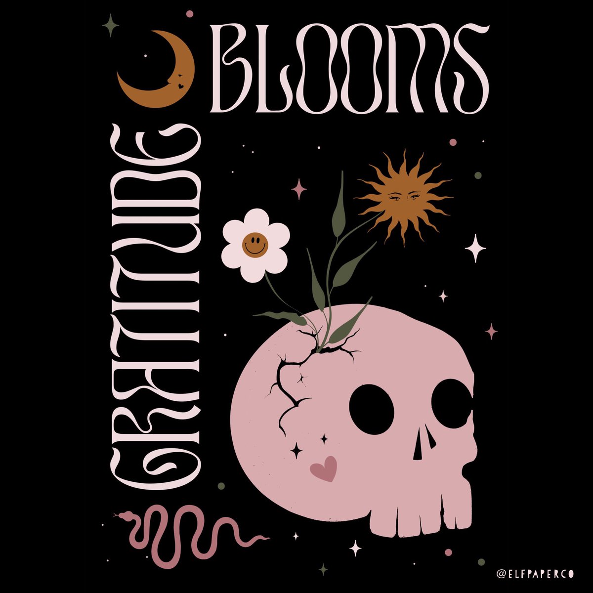 Gratitude Blooms 💀🌸✨ what have you been grateful for recently? - Caroline 💛✌️ #gratitude #tuesdayvibe #spring #illustration #Procreate #mindfulness #artistsontwitter