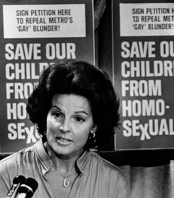 What Anita Bryant and her new Religious Right cronies decided was to use the pre-existing conflation of homosexuality with pedophilia in order to whip up a moral panic that would push for repeal of the Dade law & others like it by claiming gays were "recruiting."