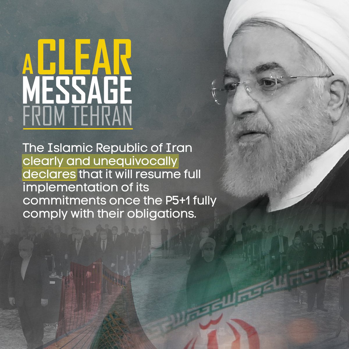 .@HassanRouhani : The Islamic Republic of #Iran clearly and unequivocally declares that it will resume full implementation of its commitments once the P5+1 fully comply with their obligations. #JCPOA