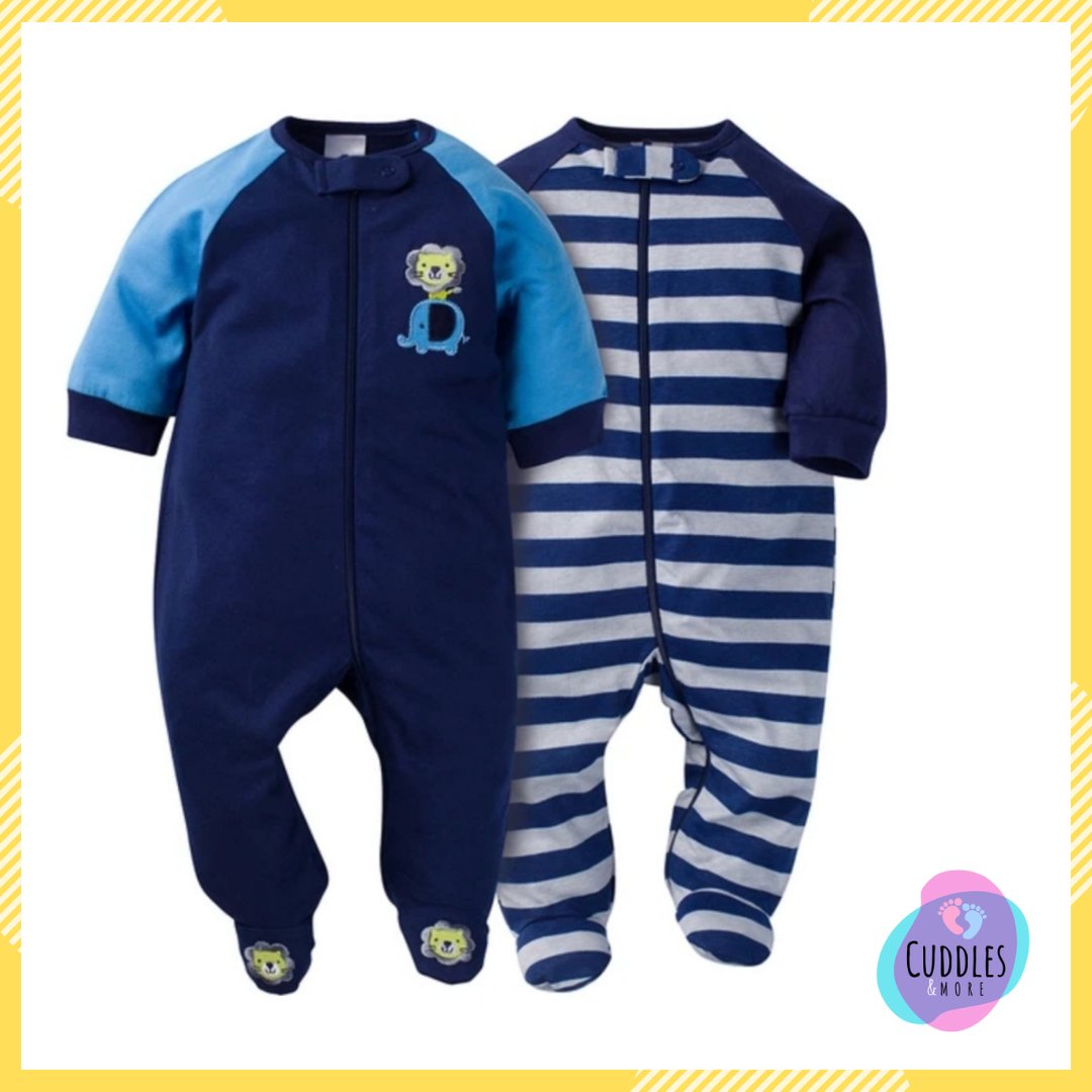 CuddlesMore's tweet photo. These Gerber 2-pack of Sleep n' Play suits are perfect for your baby. 

*100% cotton 
*Front zipper for easier dressing
*Zipper neck tab to protect chin
*Fitted sleeves for a more comfortable and secure fit 

Price: N 6500

Available sizes:
Pic 1, 2 &amp; 4: 0-3 months
Pic 3: Newborn https://t.co/SdYBq72b5V