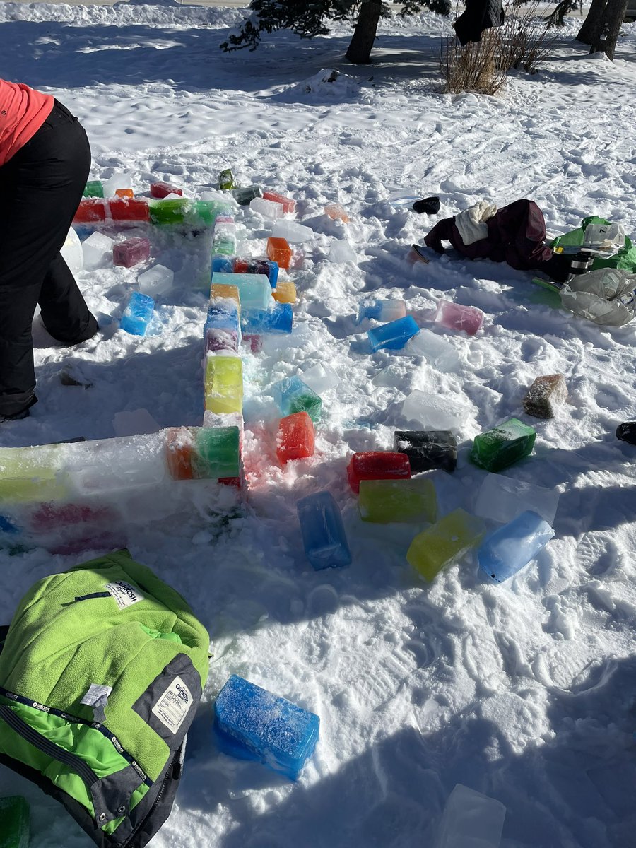 JohnstoneSchool's tweet photo. Ice blocks, hockey sticks, and snow shoes, Oh My! Welcome to day one of Carnaval! #BetterTogether #carnaval2021 #FrenchCanadianculture #frenchimmersion #WeAreCBE https://t.co/e1vIyTKrSD