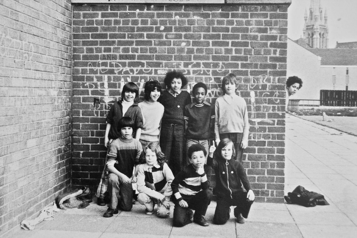 No one is born racist .The Football team, Liverpool, 1974.Photo Tricia Porter