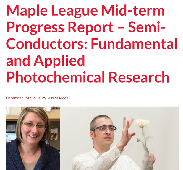 TheMapleLeague's tweet photo. This week’s Funding Spotlight highlights @stfxuniversity Dr. Hallet-Tapley and @AcadiaU  Dr. Lukeman’s project: Semi-Conductors: Fundamental and Applied Photochemical Research. Click the link to read more! https://t.co/alQm0AG8Gg https://t.co/fijbRgAx6C