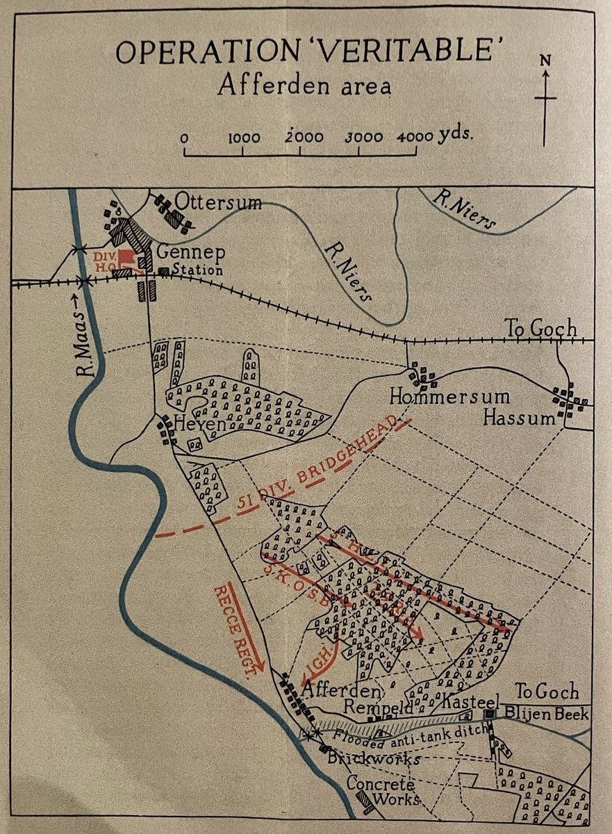 On the 16th if Feb 157 Brigade with 5HLI and 5KOSB were tasked with heading south to clear the Broderbosche to the edge of the woods, Churchills of 9 RTR were in support. H-Hour was set for 1500hrs. Fierce fighting ensued all day, until if petered out at 2100hrs  @WeHaveWaysPod