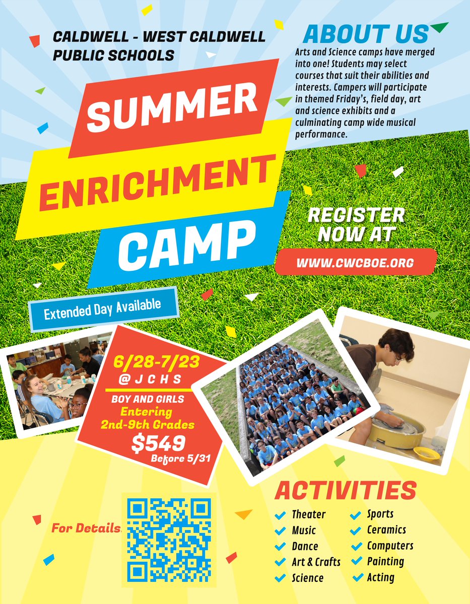 CWC_SEP's tweet image. Registration is now open for the 2021 Summer Enrichment programs! Go to msbactivities.com to register your child.